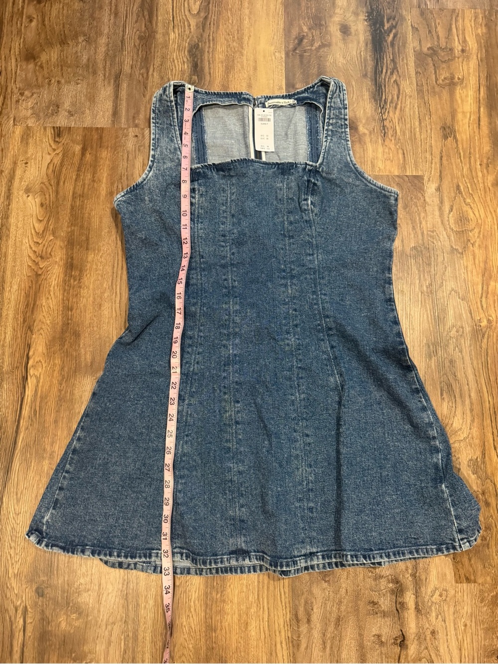 Abercrombie & Fitch NWT Mila Squareneck Denim Mini Dress Size XLP - Picture 9 of 12